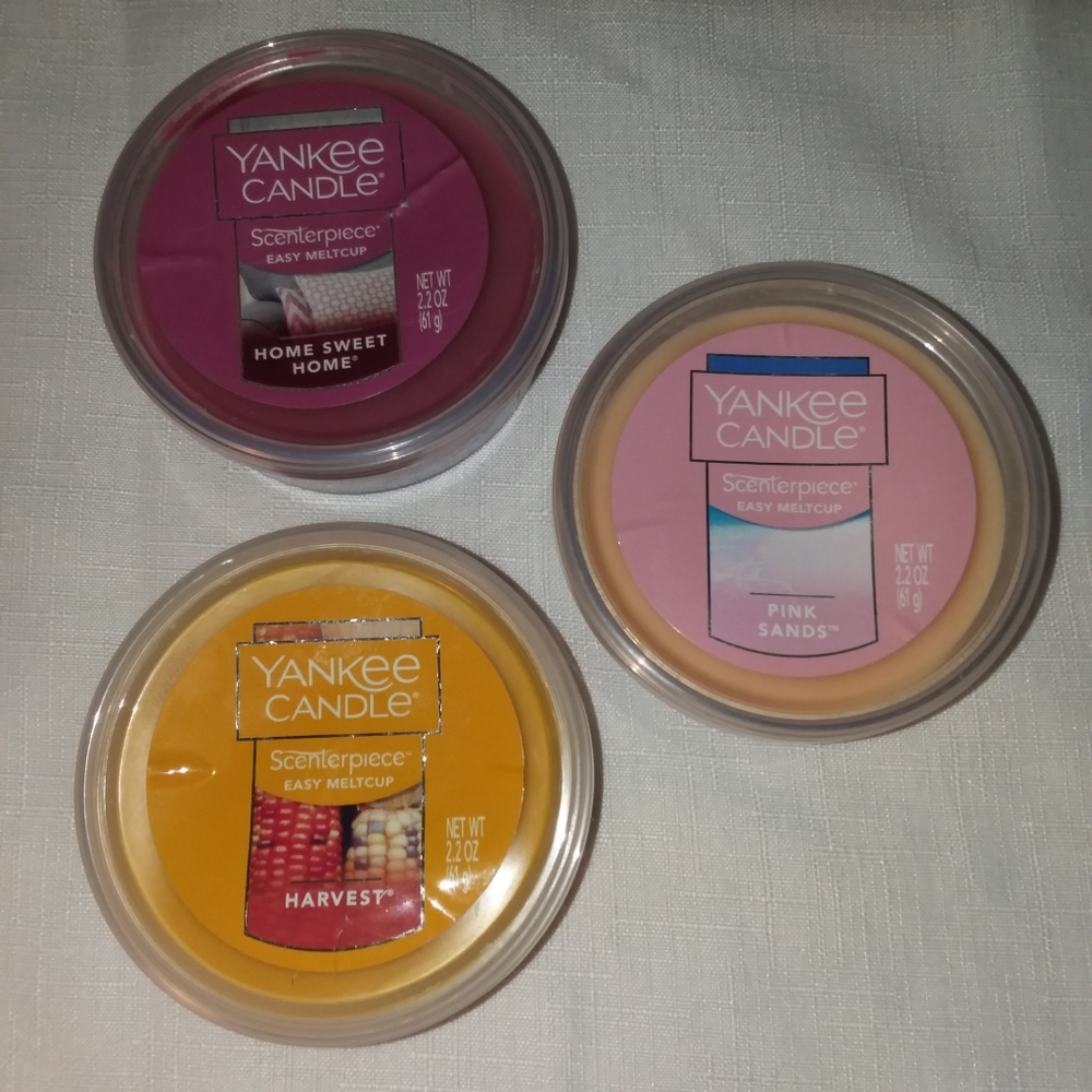Yankee Candle Scenterpiece Easy MeltCup Lot 3 Home Sweet Home Pink Sands Harvest